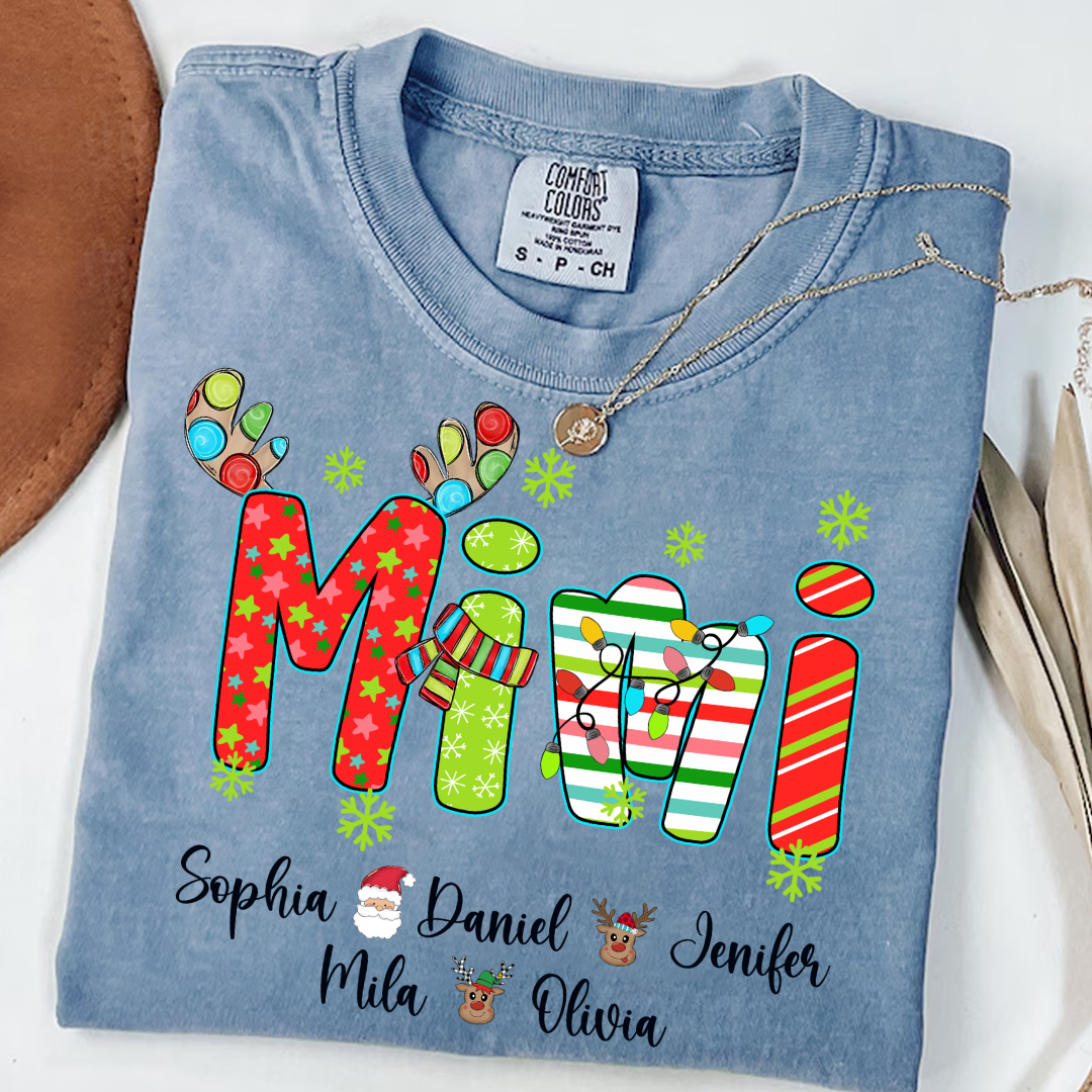 Merry Christmas Mimi Custom Grandma And Grandkids Shirt