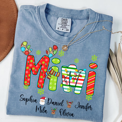 Merry Christmas Mimi Custom Grandma And Grandkids Shirt