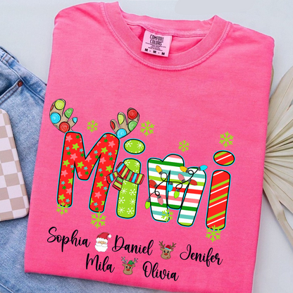 Merry Christmas Mimi Custom Grandma And Grandkids Shirt