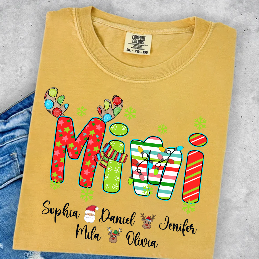 Merry Christmas Mimi Custom Grandma And Grandkids Shirt