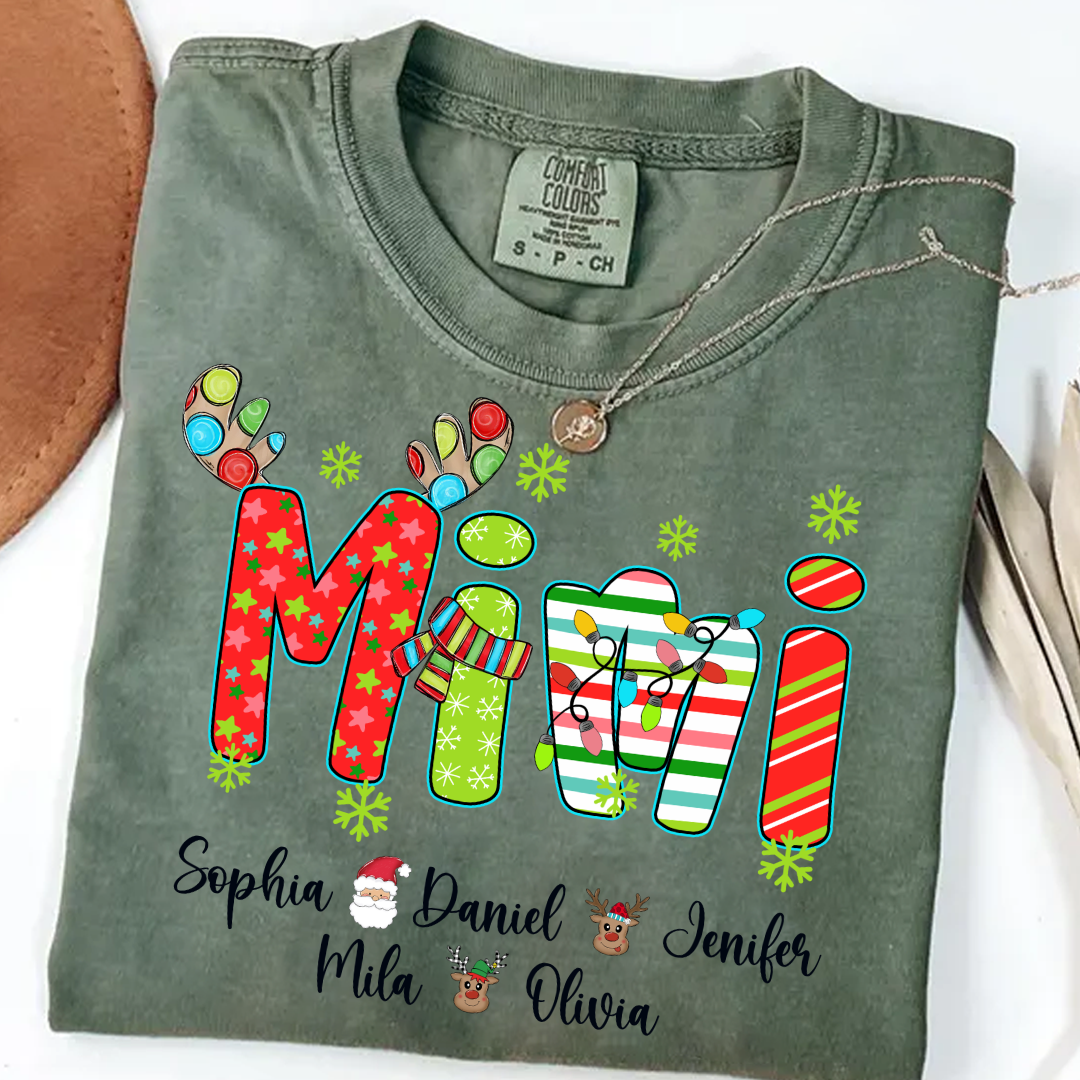 Merry Christmas Mimi Custom Grandma And Grandkids Shirt