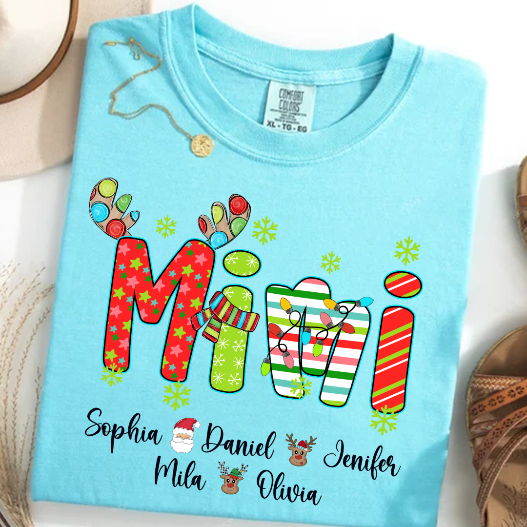 Merry Christmas Mimi Custom Grandma And Grandkids Shirt