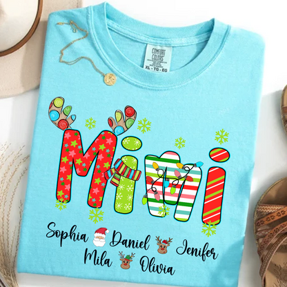 Merry Christmas Mimi Custom Grandma And Grandkids Shirt