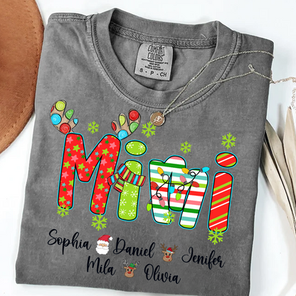 Merry Christmas Mimi Custom Grandma And Grandkids Shirt