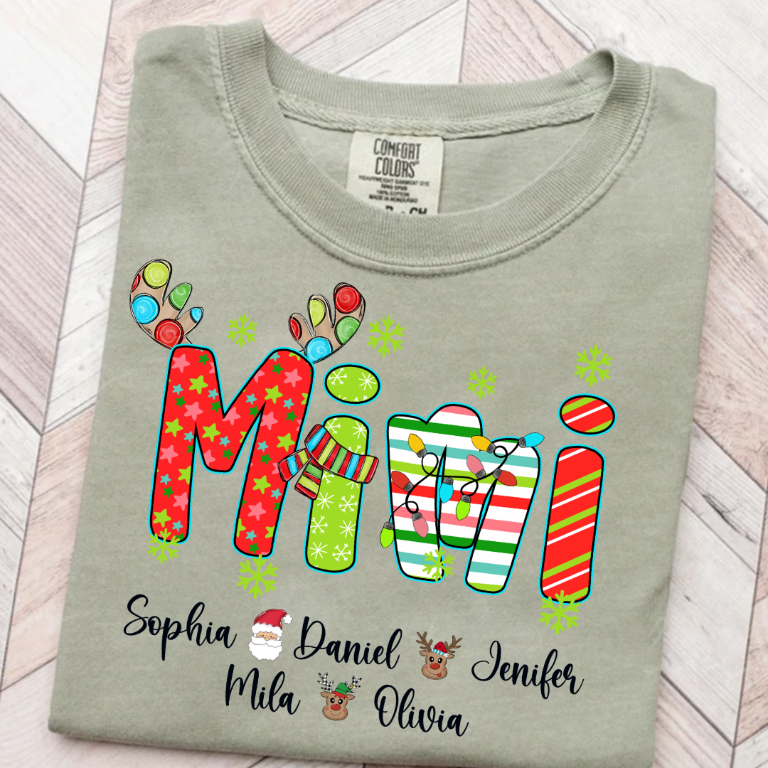 Merry Christmas Mimi Custom Grandma And Grandkids Shirt