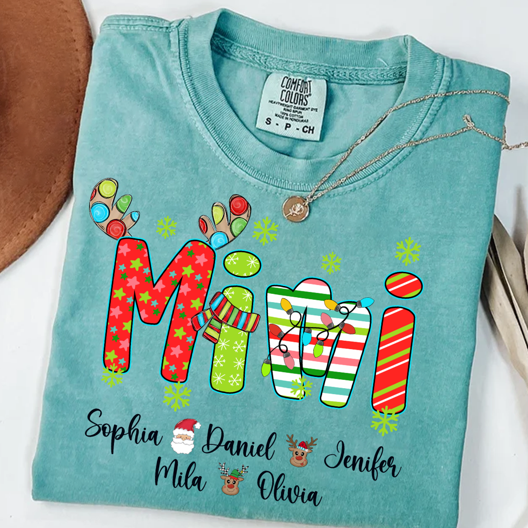 Merry Christmas Mimi Custom Grandma And Grandkids Shirt