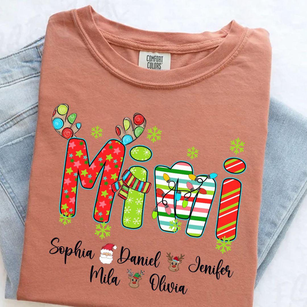 Merry Christmas Mimi Custom Grandma And Grandkids Shirt