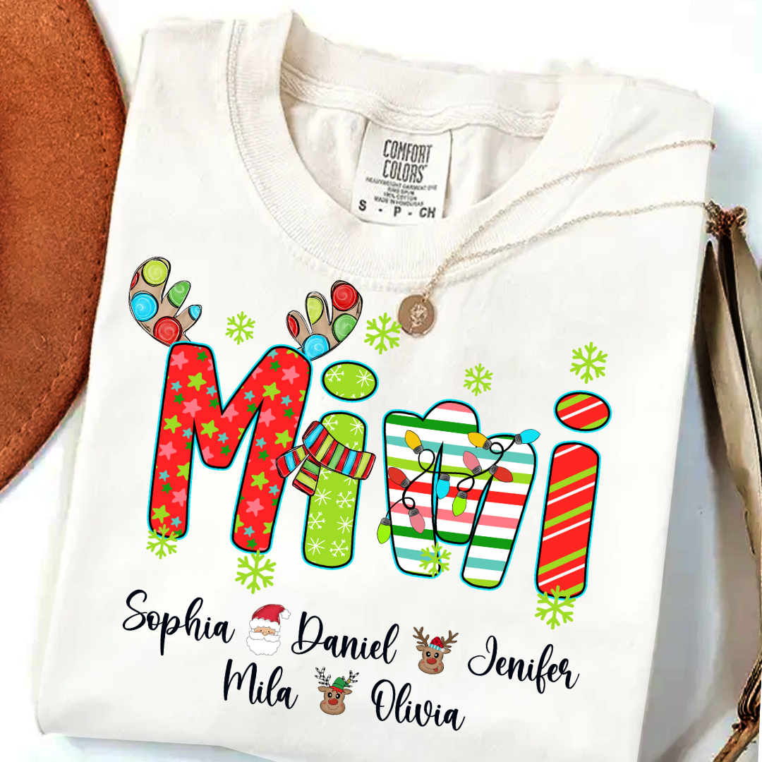 Merry Christmas Mimi Custom Grandma And Grandkids Shirt