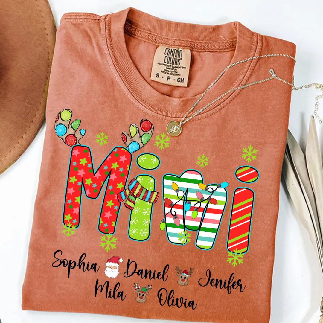 Merry Christmas Mimi Custom Grandma And Grandkids Shirt