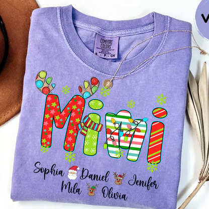 Merry Christmas Mimi Custom Grandma And Grandkids Shirt