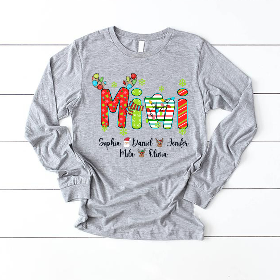 Merry Christmas Mimi Custom Grandma And Grandkids Shirt