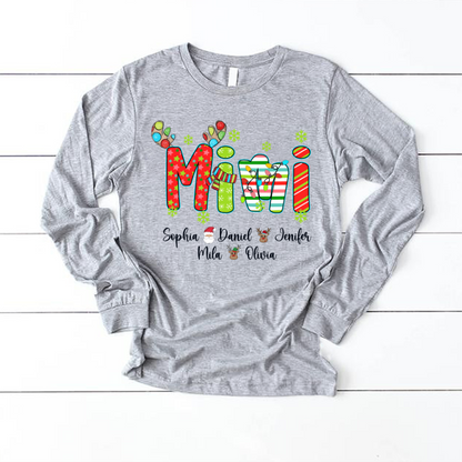 Merry Christmas Mimi Custom Grandma And Grandkids Shirt
