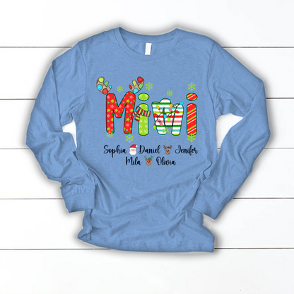 Merry Christmas Mimi Custom Grandma And Grandkids Shirt