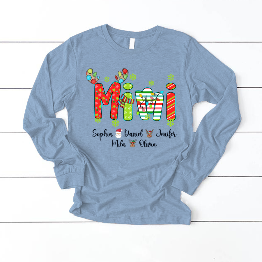 Merry Christmas Mimi Custom Grandma And Grandkids Shirt