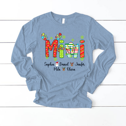 Merry Christmas Mimi Custom Grandma And Grandkids Shirt