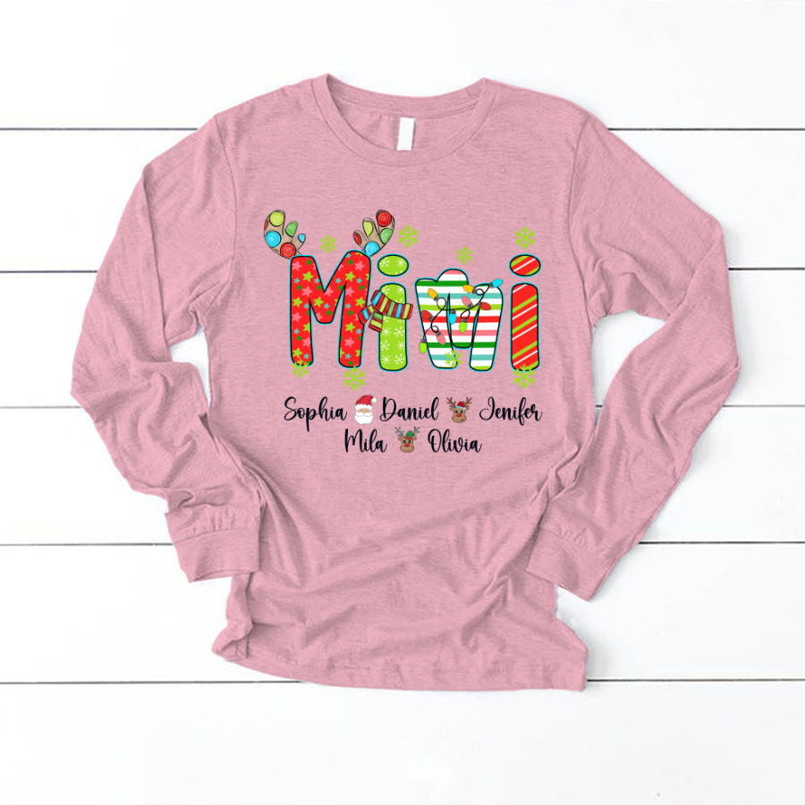 Merry Christmas Mimi Custom Grandma And Grandkids Shirt