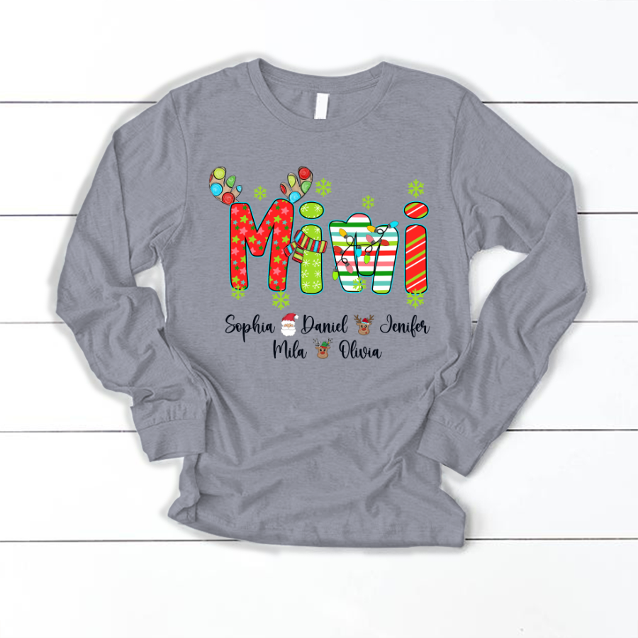 Merry Christmas Mimi Custom Grandma And Grandkids Shirt
