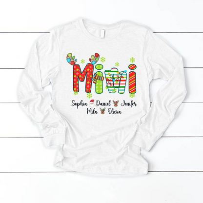 Merry Christmas Mimi Custom Grandma And Grandkids Shirt