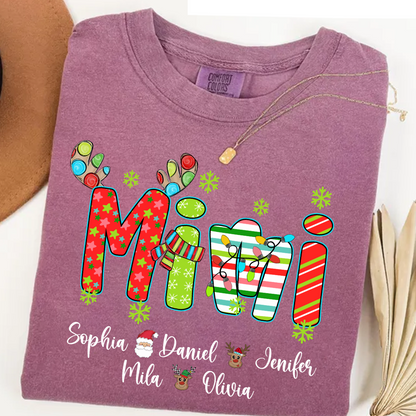 Merry Christmas Mimi Custom Grandma And Grandkids Shirt