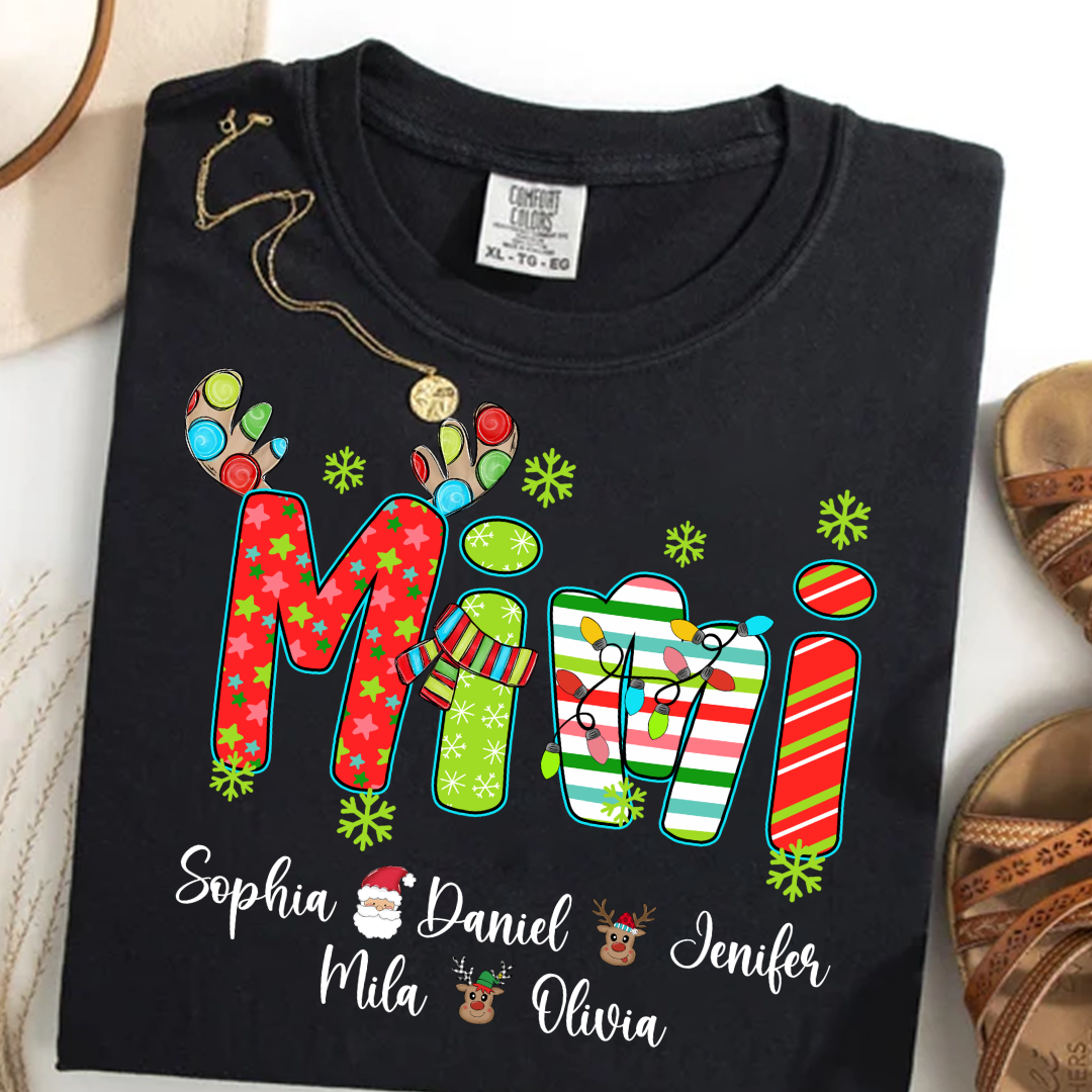 Merry Christmas Mimi Custom Grandma And Grandkids Shirt