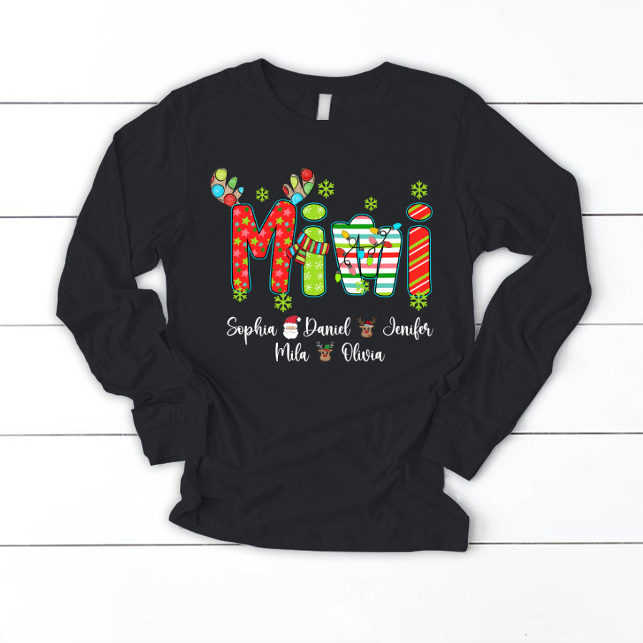 Merry Christmas Mimi Custom Grandma And Grandkids Shirt