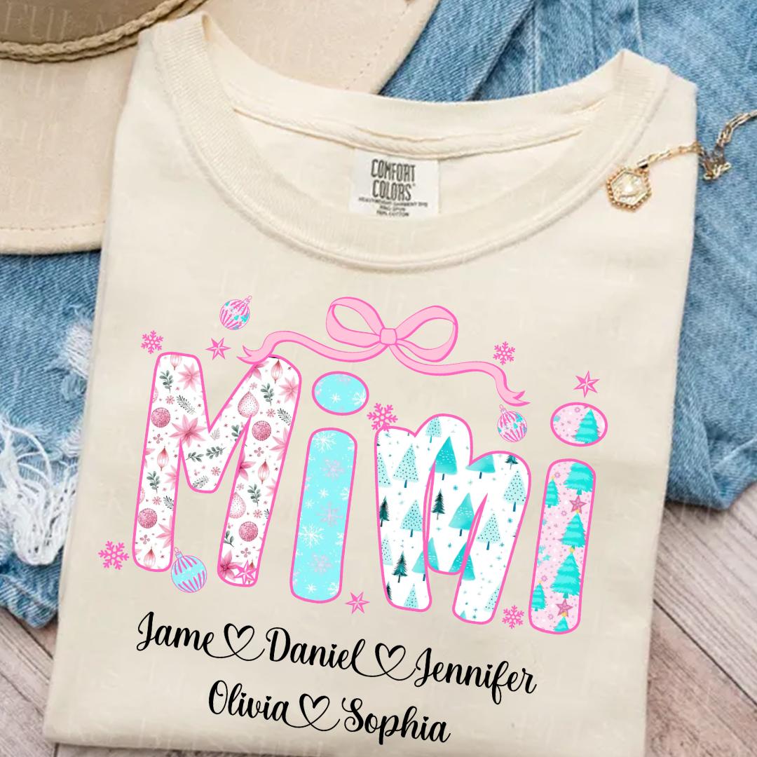 Merry Christmas Mimi Custom Mimi And Grandkids Shirt