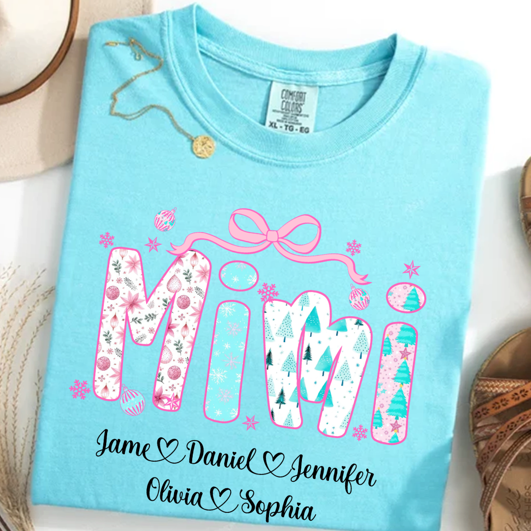 Merry Christmas Mimi Custom Mimi And Grandkids Shirt