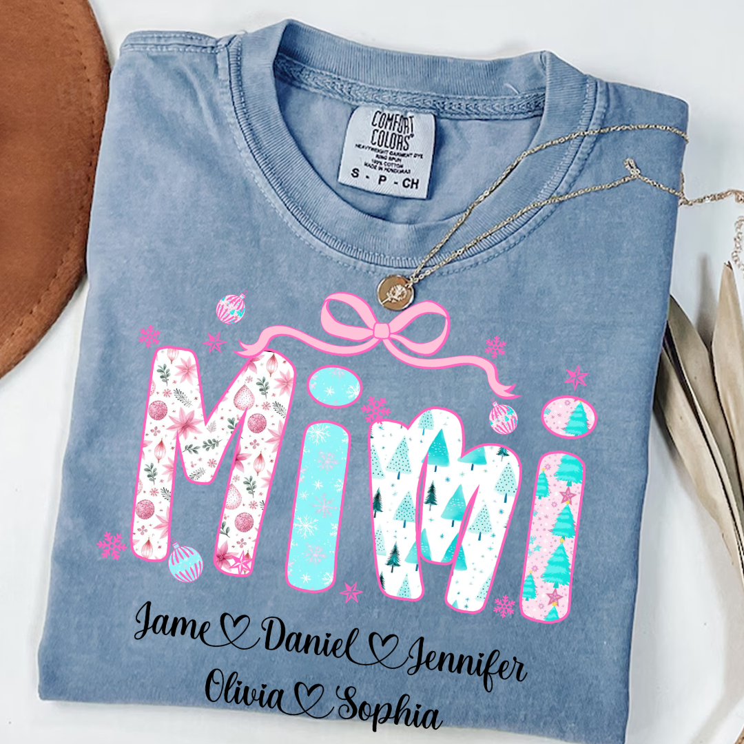 Merry Christmas Mimi Custom Mimi And Grandkids Shirt