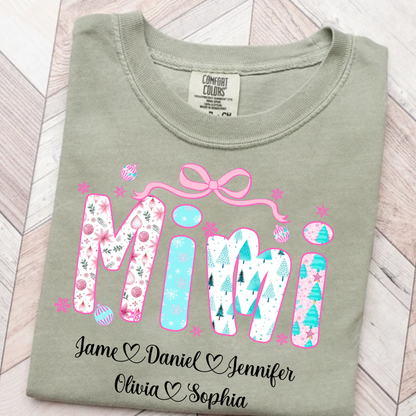 Merry Christmas Mimi Custom Mimi And Grandkids Shirt