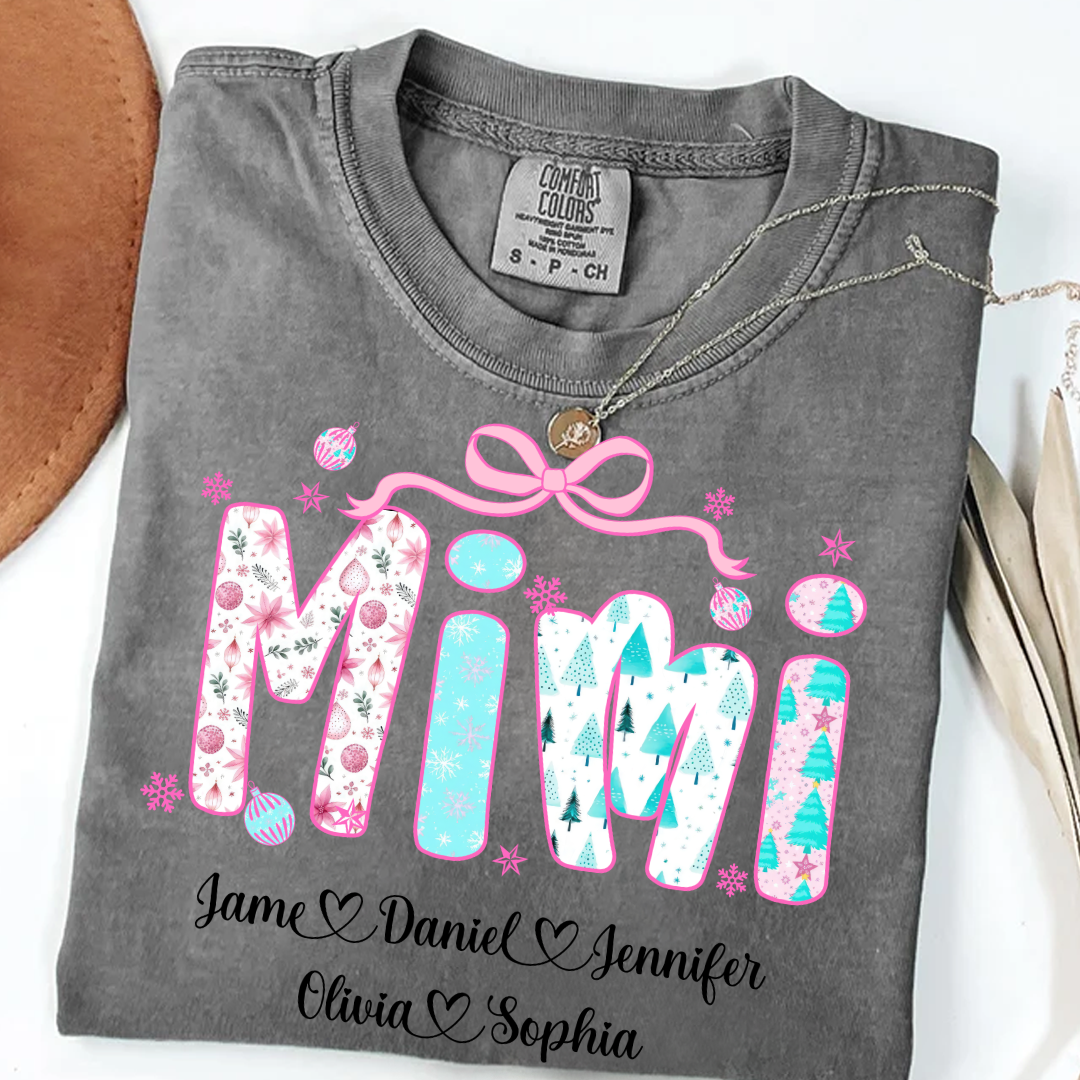 Merry Christmas Mimi Custom Mimi And Grandkids Shirt