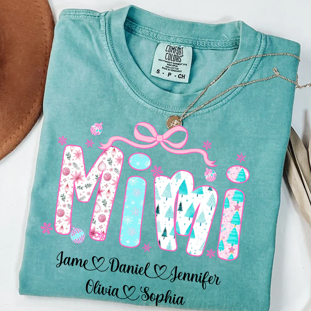 Merry Christmas Mimi Custom Mimi And Grandkids Shirt