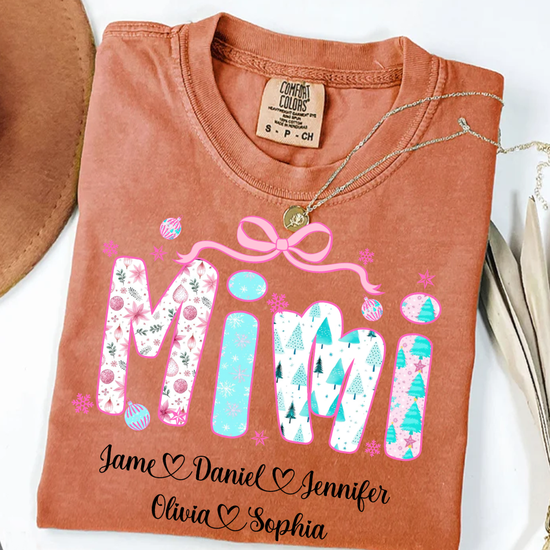 Merry Christmas Mimi Custom Mimi And Grandkids Shirt