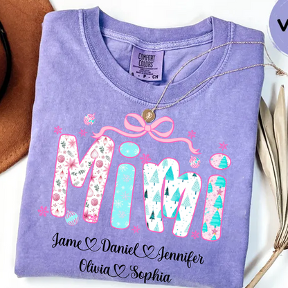 Merry Christmas Mimi Custom Mimi And Grandkids Shirt