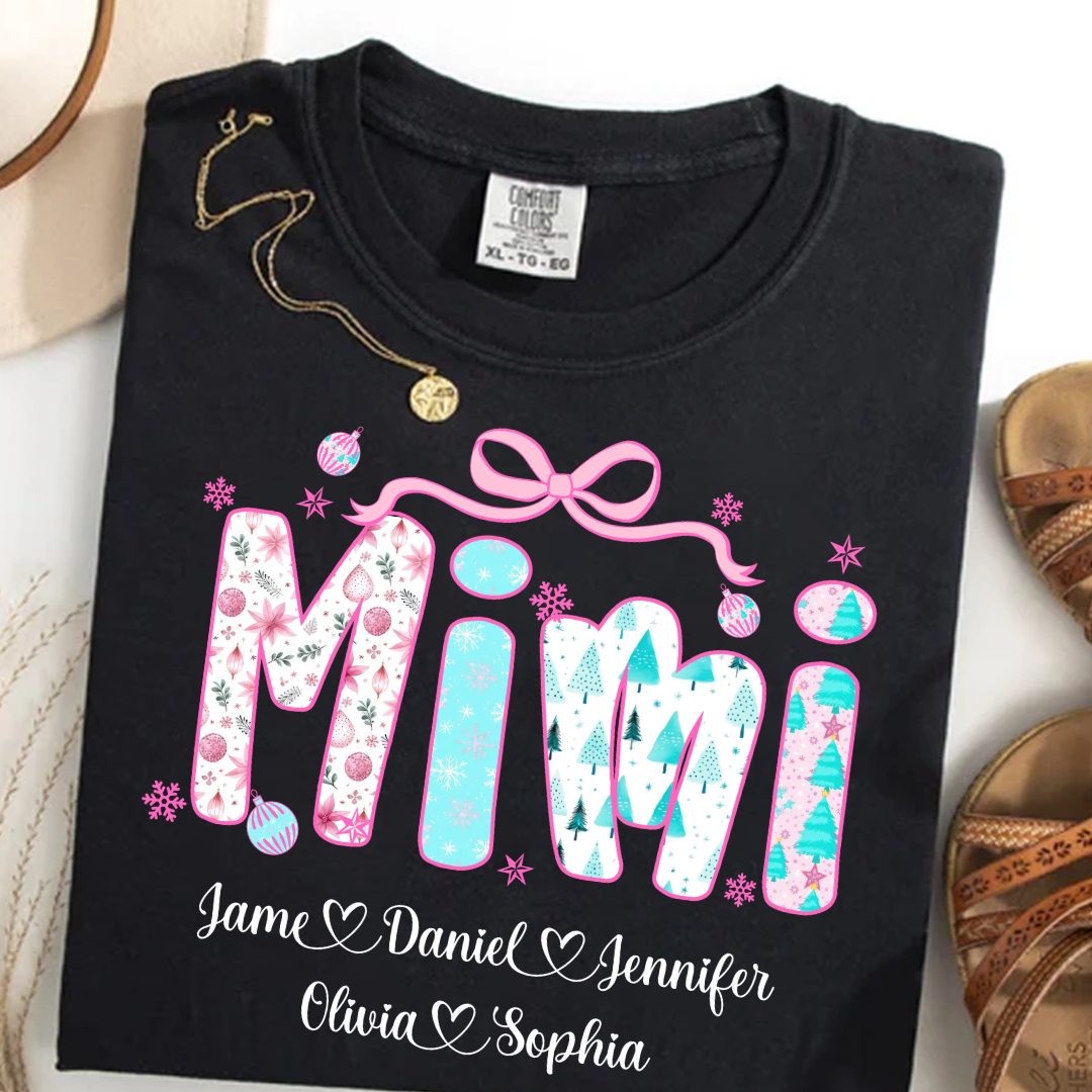 Merry Christmas Mimi Custom Mimi And Grandkids Shirt