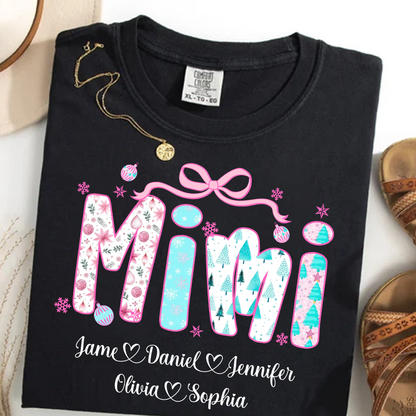 Merry Christmas Mimi Custom Mimi And Grandkids Shirt