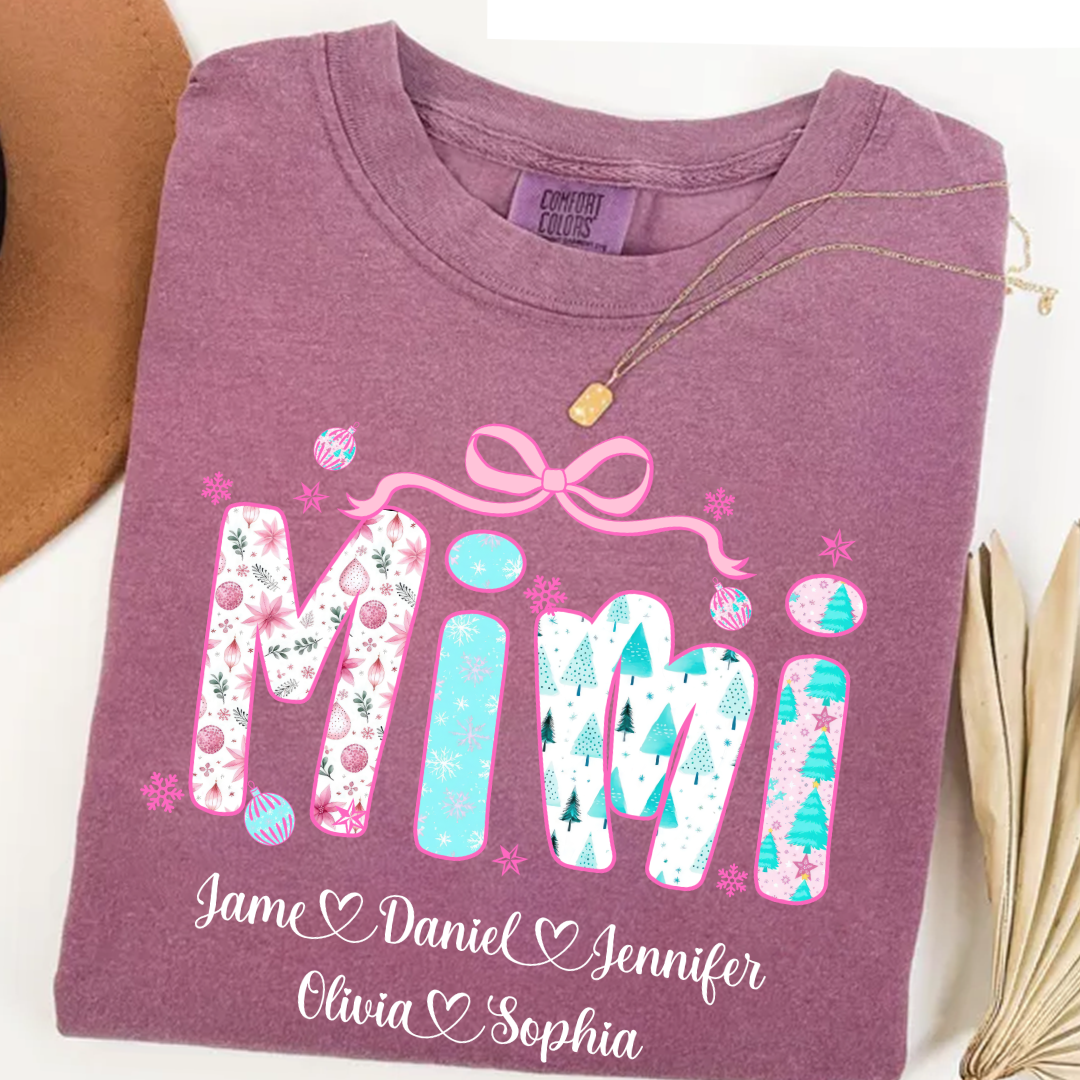 Merry Christmas Mimi Custom Mimi And Grandkids Shirt