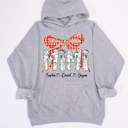 Mimi Christmas Bow, Personalized Mimi and Grankids Shirt