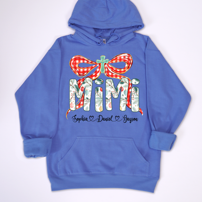 Mimi Christmas Bow, Personalized Mimi and Grankids Shirt