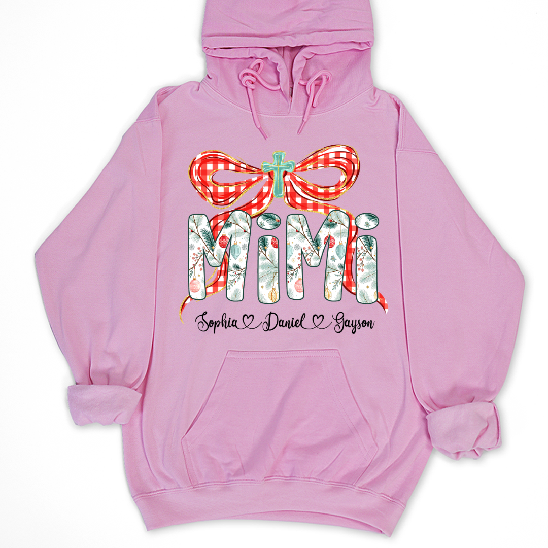 Mimi Christmas Bow, Personalized Mimi and Grankids Shirt