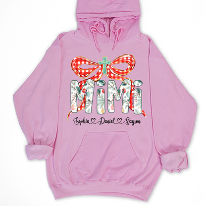 Mimi Christmas Bow, Personalized Mimi and Grankids Shirt