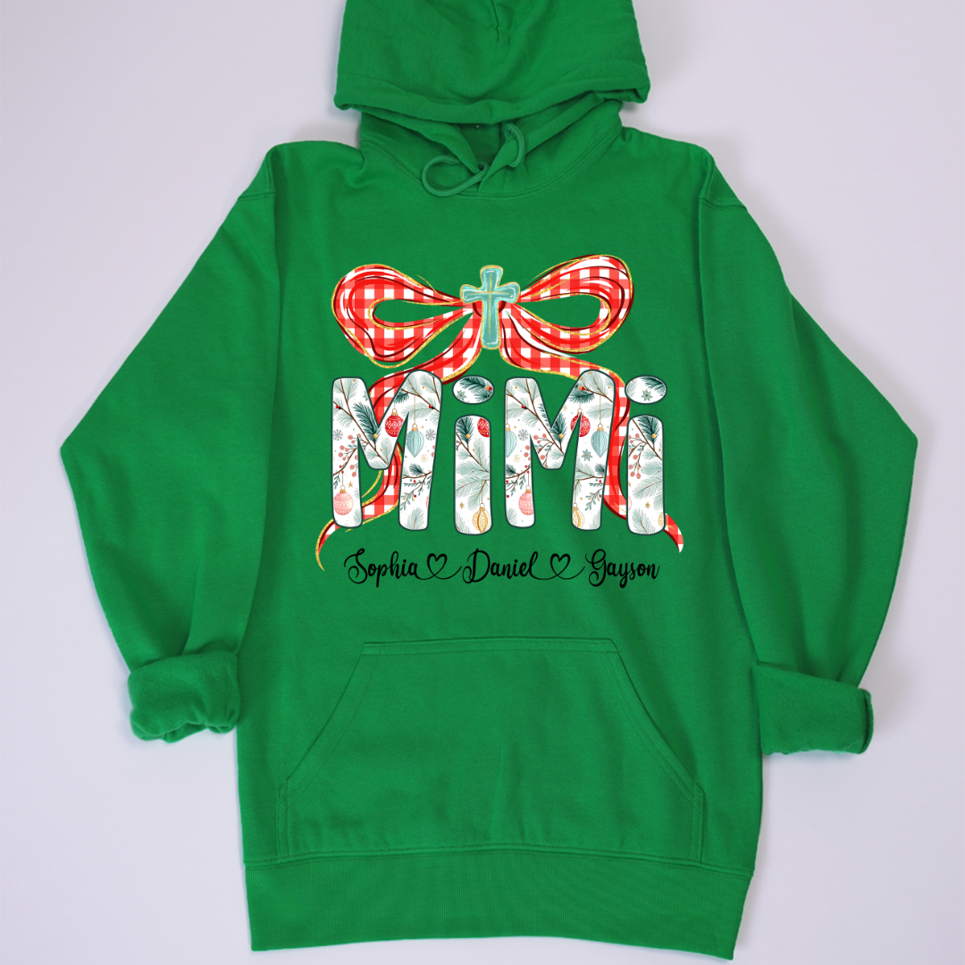 Mimi Christmas Bow, Personalized Mimi and Grankids Shirt