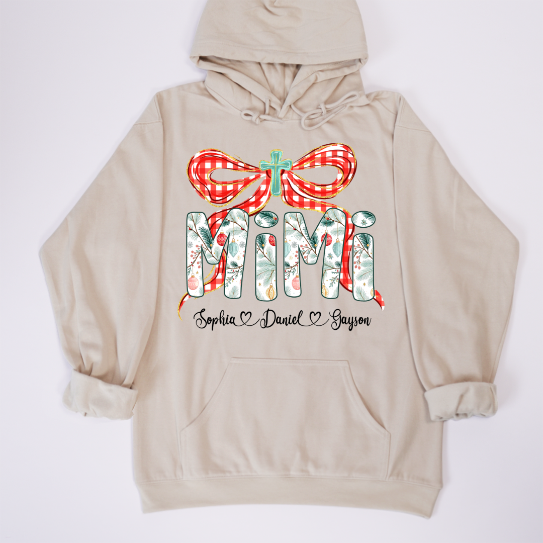 Mimi Christmas Bow, Personalized Mimi and Grankids Shirt