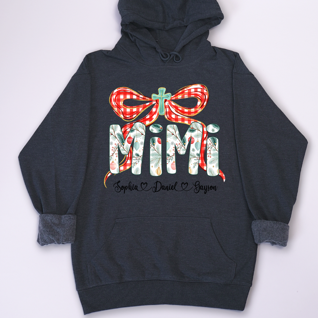 Mimi Christmas Bow, Personalized Mimi and Grankids Shirt