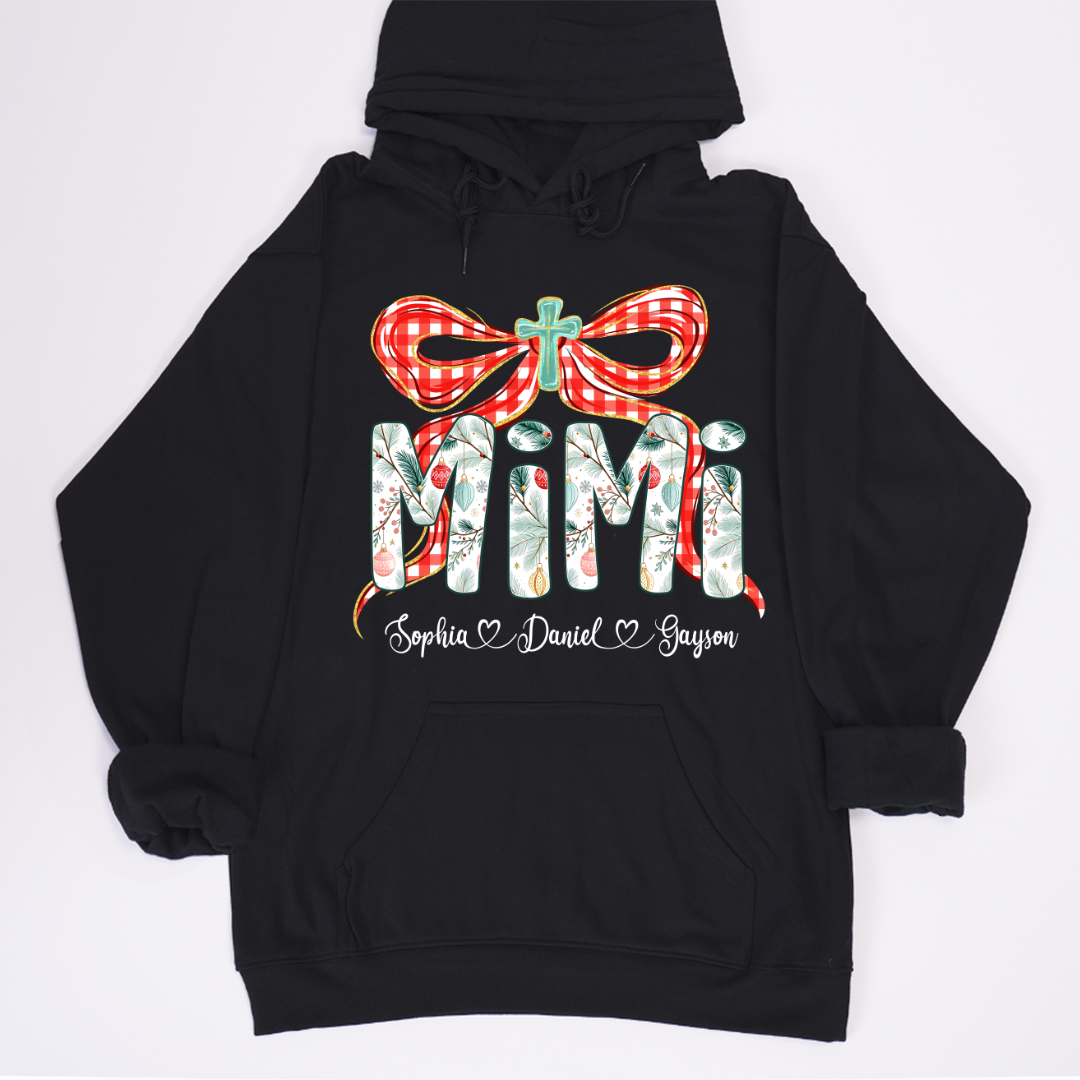 Mimi Christmas Bow, Personalized Mimi and Grankids Shirt