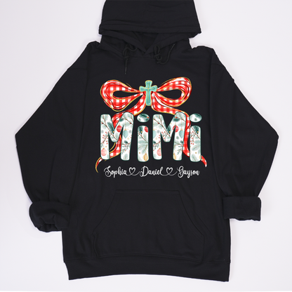 Mimi Christmas Bow, Personalized Mimi and Grankids Shirt