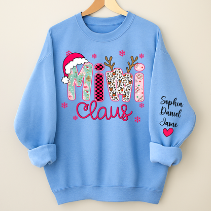 Mimi Claus Personalized Mimi Nana Grandma and Grandkids Christmas Gift Shirt