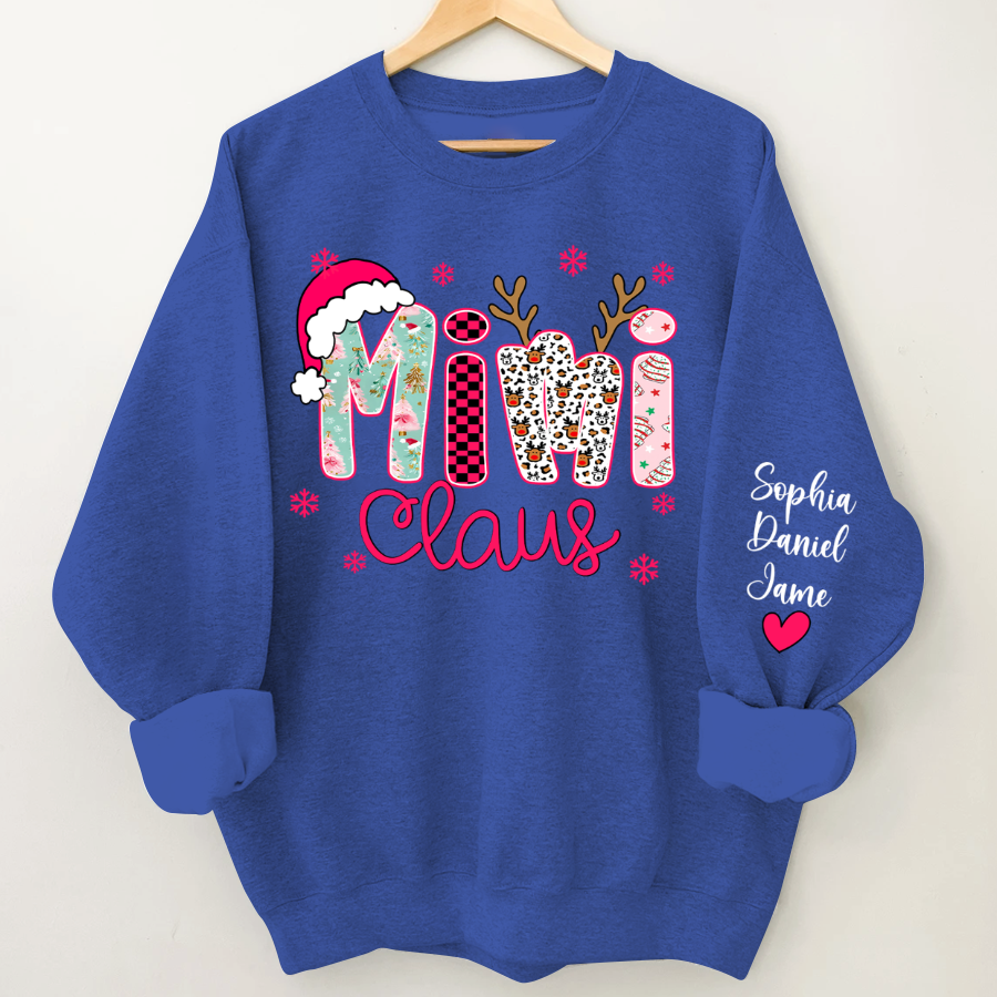 Mimi Claus Personalized Mimi Nana Grandma and Grandkids Christmas Gift Shirt