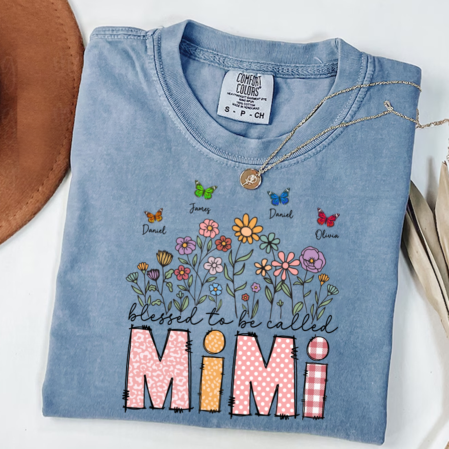 Mimi Floral And Butterfly Custom Mimi And Grandkids Gift For Mothers Day