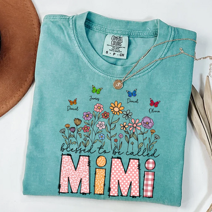 Mimi Floral And Butterfly Custom Mimi And Grandkids Gift For Mothers Day