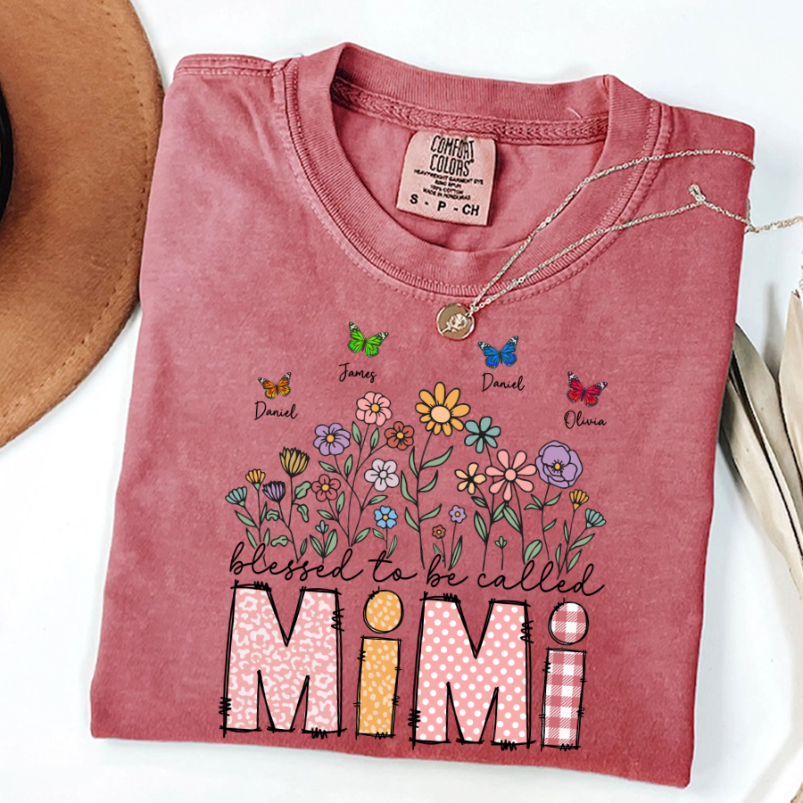 Mimi Floral And Butterfly Custom Mimi And Grandkids Gift For Mothers Day